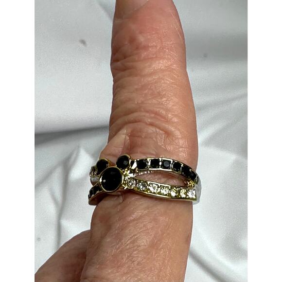 Mouse Shaped Black Onyx Syn Cubic ZIrconia RIbbons of Crystals Size 7 - Picture 12 of 14